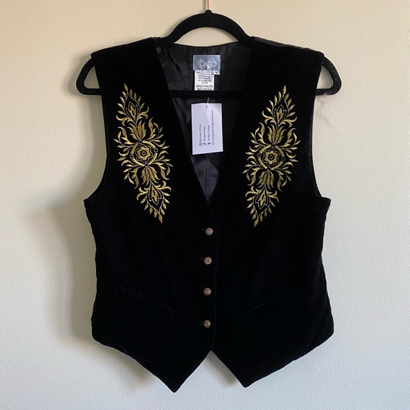 vintage velvet embroidered vest - Picture 1 of 15